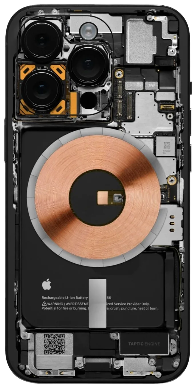 Inside an iPhone Pro: cameras, logic board, MagSafe coil and battery, the parts MobiDokta repairs every day